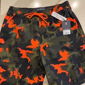 Psycho Bunny men’s camp print swim trunk
